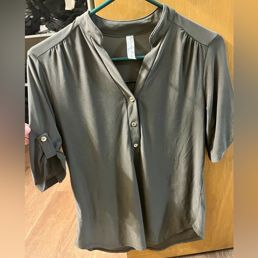 Olive green silky shirt